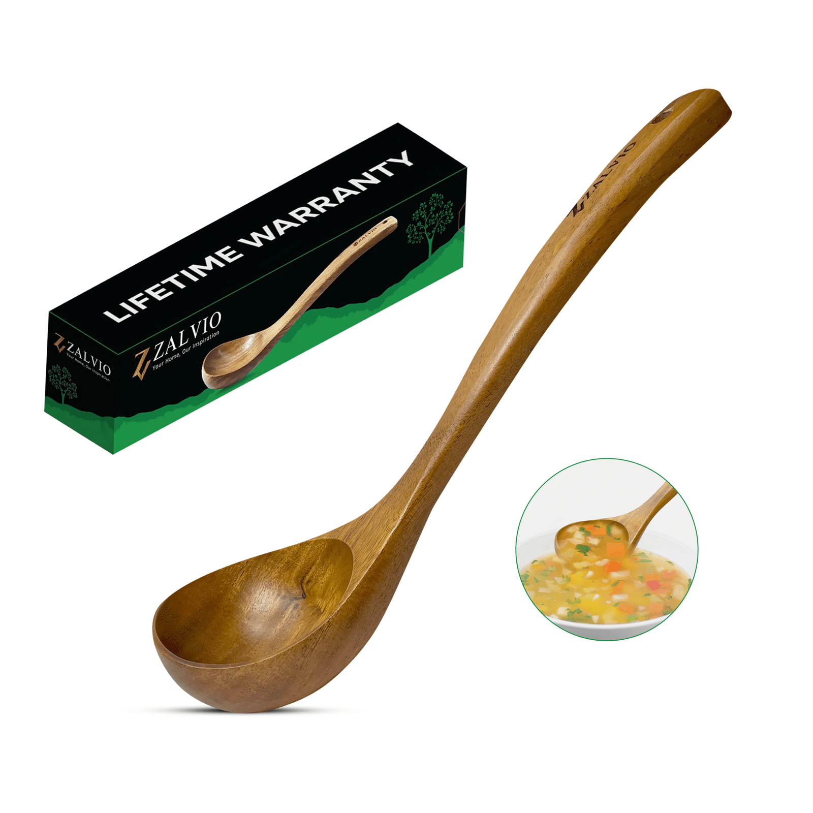 Zalvio Acacia Wood Soup Ladle